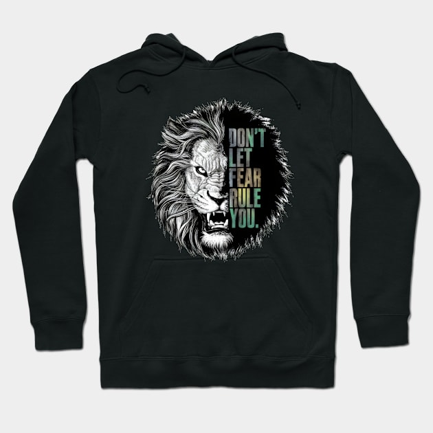 "Roar of Courage: Fearless Lion Stoic Quote" - Inspiration, Animal Wisdom Hoodie by stickercuffs